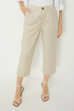 Dorothy Perkins Stone Poplin Crop Trousers -Dorothy Perkins Shop aqq03570 stone xl 3