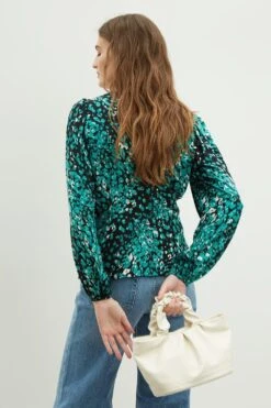 Dorothy Perkins Green Leopard Lace Trim Top -Dorothy Perkins Shop bqq01826 green xl 2