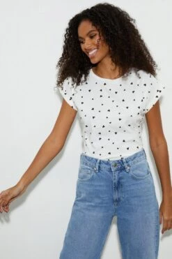 Dorothy Perkins Petite Cotton Heart T-Shirt