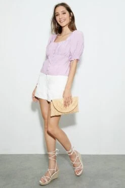 Dorothy Perkins Puff Sleeve Square Neck Top -Dorothy Perkins Shop bqq03422 lilac xl 1
