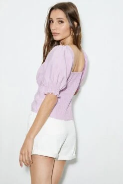 Dorothy Perkins Puff Sleeve Square Neck Top -Dorothy Perkins Shop bqq03422 lilac xl 2