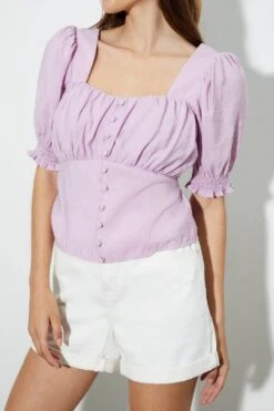 Dorothy Perkins Puff Sleeve Square Neck Top -Dorothy Perkins Shop bqq03422 lilac xl 3