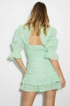 Dorothy Perkins Green Broderie Puff Sleeve Top -Dorothy Perkins Shop bqq04379 green xl 2