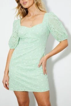 Dorothy Perkins Green Broderie Detail Mini Dress 9 Dorothy Perkins Green Broderie Detail Mini Dress -Dorothy Perkins Shop bqq04383 green xl 3