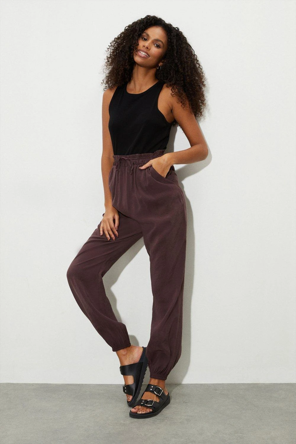 Dorothy Perkins Chocolate Silky Cupro Joggers 4 Dorothy Perkins Chocolate Silky Cupro Joggers - Image 2