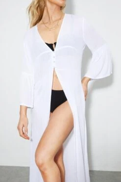 Dorothy Perkins White Maxi Open Front Beach Dress -Dorothy Perkins Shop bqq06150 white xl 3