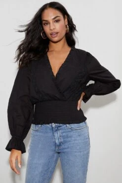 Dorothy Perkins Petite Trim Insert Wrap Top