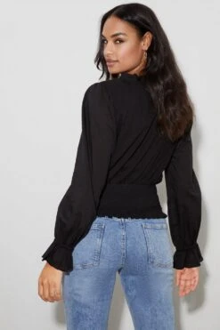 Dorothy Perkins Petite Trim Insert Wrap Top -Dorothy Perkins Shop bqq06880 black xl 2