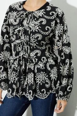 Dorothy Perkins Premium Broderie Tie Front Jacket -Dorothy Perkins Shop bqq06883 black xl 3