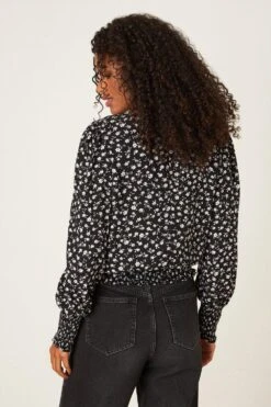 Dorothy Perkins Mono Print Shirred Hem Top -Dorothy Perkins Shop bqq08128 black xl 2