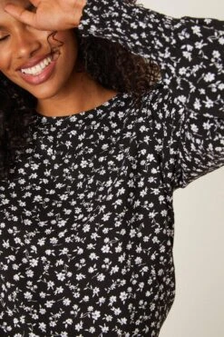 Dorothy Perkins Mono Print Shirred Hem Top -Dorothy Perkins Shop bqq08128 black xl 3