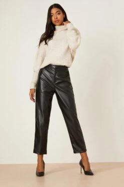 Dorothy Perkins Faux Leather Ankle Grazer Trouser -Dorothy Perkins Shop bqq08200 black xl 1