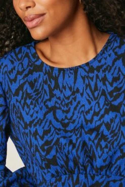 Dorothy Perkins Blue Abstract Empire Seam Long Sleeve Top -Dorothy Perkins Shop bqq08224 blue xl 3