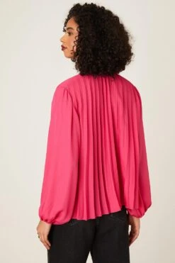 Dorothy Perkins Pleated Chiffon Tie Neck Blouse -Dorothy Perkins Shop bqq08537 pink xl 2