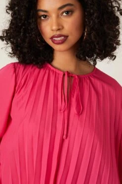 Dorothy Perkins Pleated Chiffon Tie Neck Blouse -Dorothy Perkins Shop bqq08537 pink xl 3