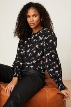 Dorothy Perkins Pink Ditsy Print Shirred Hem Top -Dorothy Perkins Shop bqq08923 pink xl 1