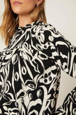 Dorothy Perkins Mono Print High Neck Puff Sleeve Top -Dorothy Perkins Shop bqq08925 mono xl 3