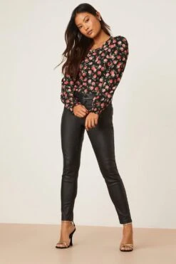 Dorothy Perkins Petite Rose Shirred Cuff Long Sleeve Top -Dorothy Perkins Shop bqq09044 multi xl 1