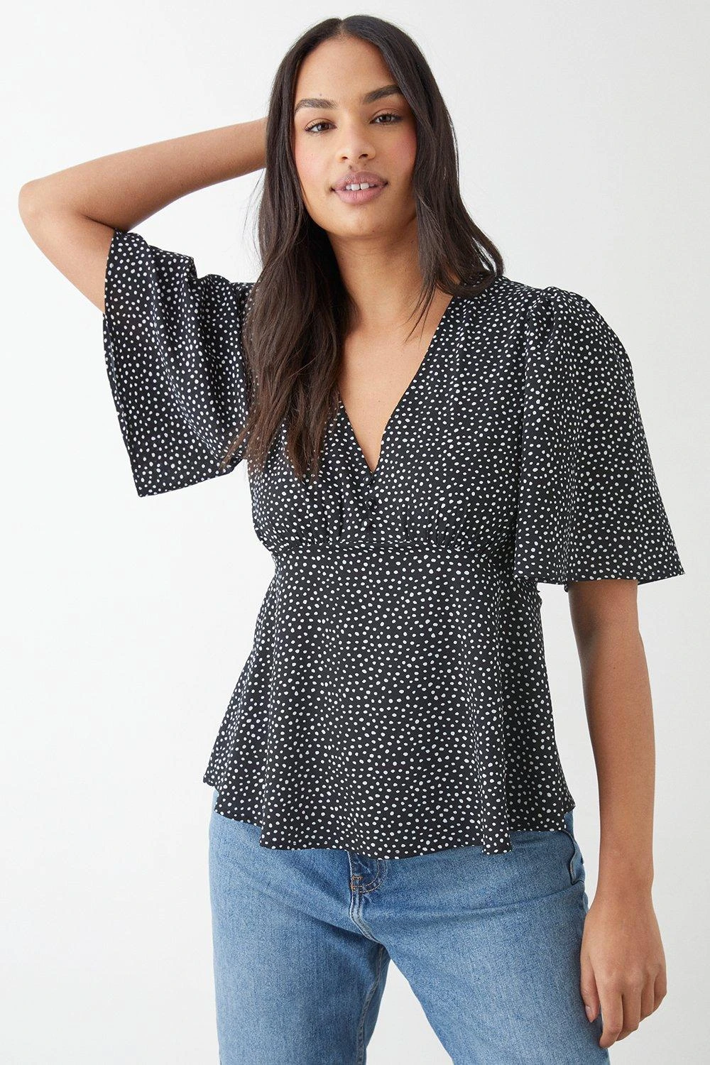Dorothy Perkins Spot Print Button Front Tea Blouse 3 Dorothy Perkins Spot Print Button Front Tea Blouse