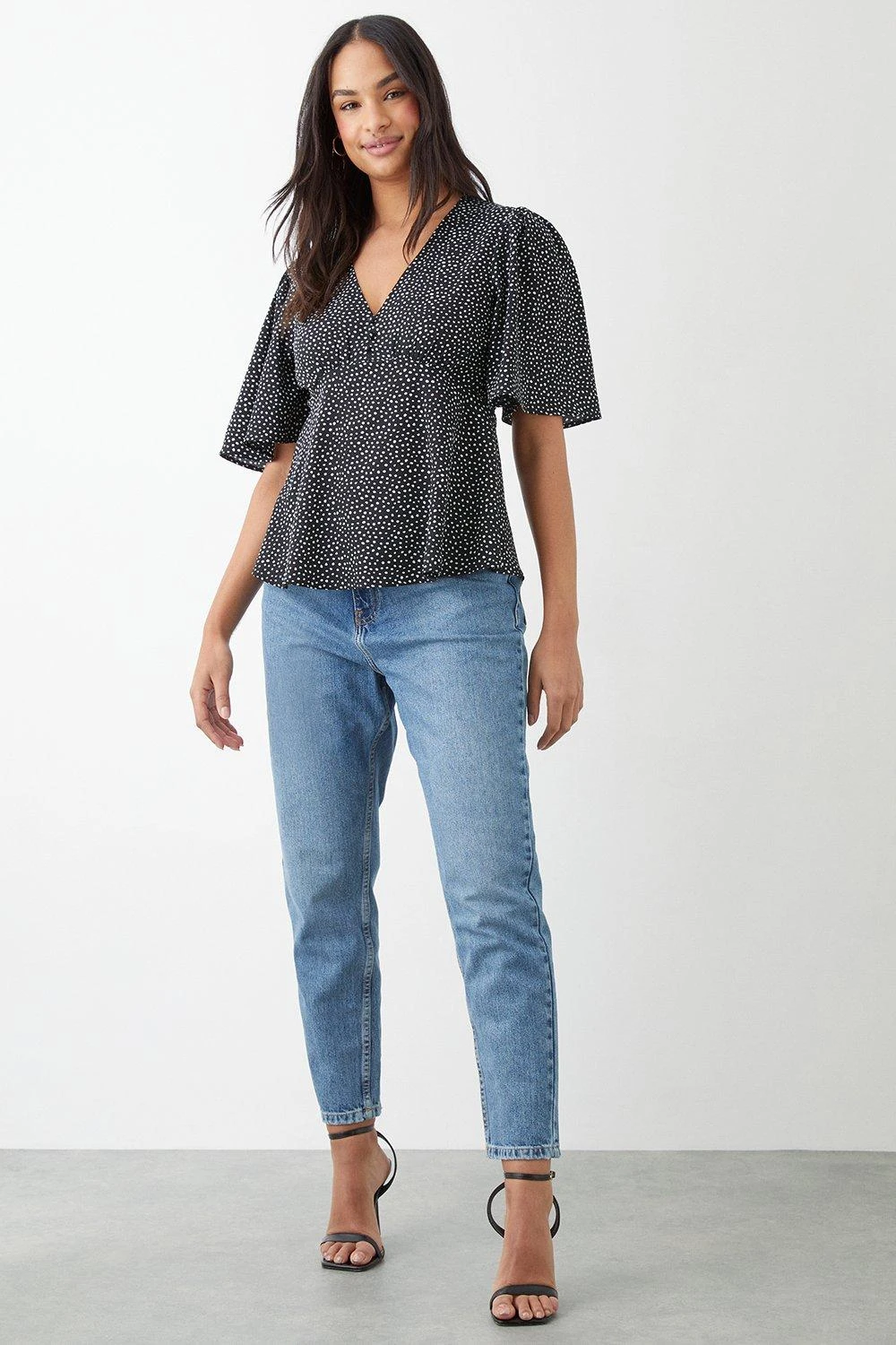 Dorothy Perkins Spot Print Button Front Tea Blouse 4 Dorothy Perkins Spot Print Button Front Tea Blouse - Image 2