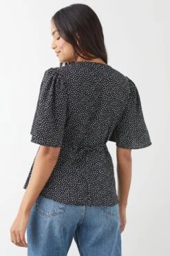Dorothy Perkins Spot Print Button Front Tea Blouse 8 Dorothy Perkins Spot Print Button Front Tea Blouse -Dorothy Perkins Shop bqq09374 black xl 2