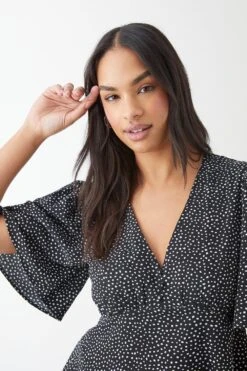 Dorothy Perkins Spot Print Button Front Tea Blouse 9 Dorothy Perkins Spot Print Button Front Tea Blouse -Dorothy Perkins Shop bqq09374 black xl 3