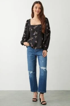 Dorothy Perkins Petite Pink Floral Lace Trim Blouse -Dorothy Perkins Shop bqq09375 black xl 1