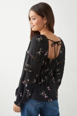 Dorothy Perkins Petite Pink Floral Lace Trim Blouse -Dorothy Perkins Shop bqq09375 black xl 2