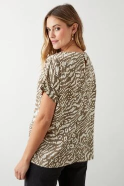 Dorothy Perkins Animal Roll Sleeve Blouse -Dorothy Perkins Shop bqq09381 green xl 2