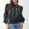 Dorothy Perkins Embroidered Shirred Hem Blouse