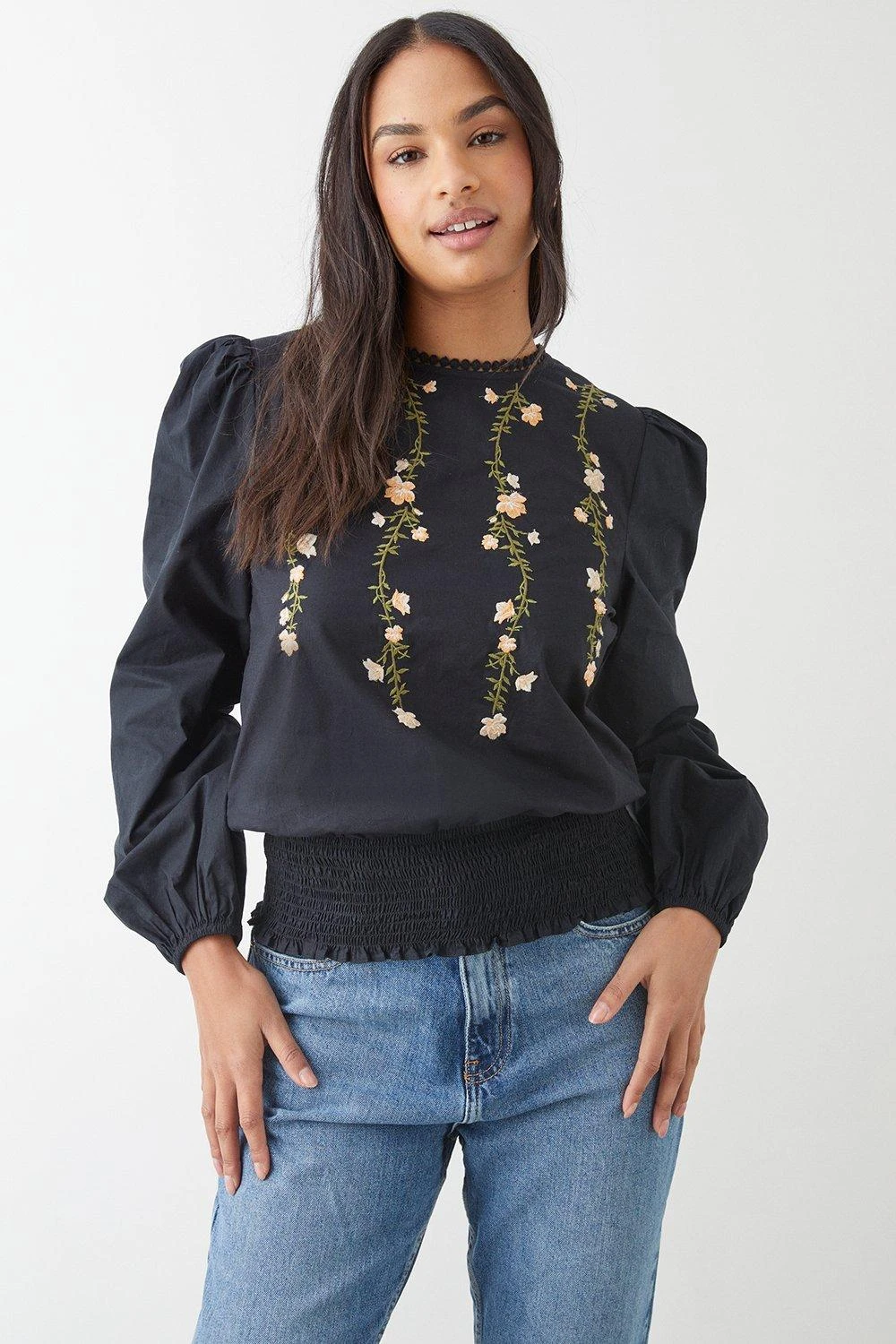 Dorothy Perkins Embroidered Shirred Hem Blouse 3 Dorothy Perkins Embroidered Shirred Hem Blouse