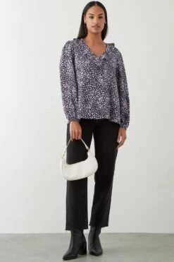 Dorothy Perkins Animal Frill Neck Blouse -Dorothy Perkins Shop bqq09452 animal xl 1