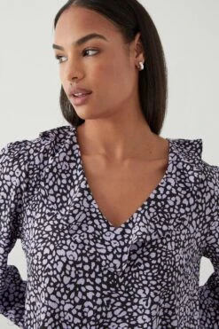 Dorothy Perkins Animal Frill Neck Blouse -Dorothy Perkins Shop bqq09452 animal xl 3
