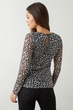 Dorothy Perkins Petite Mesh Drape Body Fitted Long Sleeve Top -Dorothy Perkins Shop bqq09496 multi xl 2