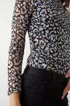 Dorothy Perkins Petite Mesh Drape Body Fitted Long Sleeve Top -Dorothy Perkins Shop bqq09496 multi xl 3