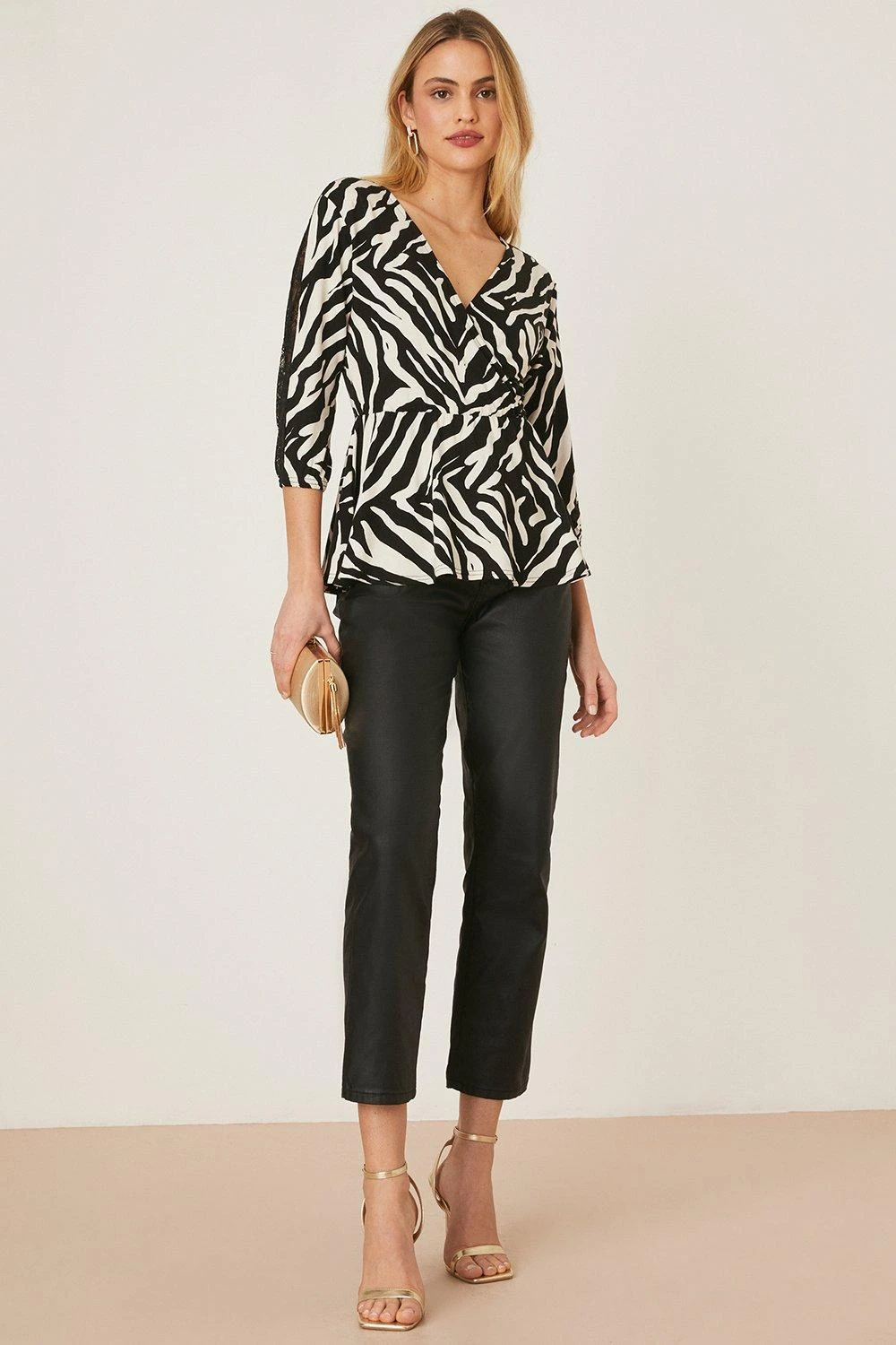 Dorothy Perkins Zebra Wrap Detail Lace Insert Top 4 Dorothy Perkins Zebra Wrap Detail Lace Insert Top - Image 2