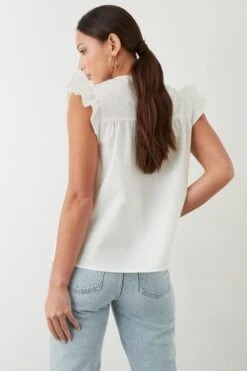 Dorothy Perkins Blue Embroidered Poplin Shell Blouse -Dorothy Perkins Shop bqq09622 ivory xl 2