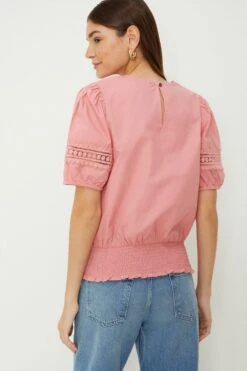 Dorothy Perkins Trim Detail Shirred Hem Blouse -Dorothy Perkins Shop bqq09623 blush xl 2