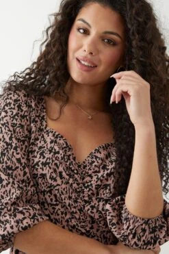 Dorothy Perkins Pink Animal Sweetheart Ruched Top -Dorothy Perkins Shop bqq09713 pink xl 3