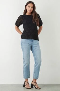 Dorothy Perkins Lace Short Sleeve Top -Dorothy Perkins Shop bqq09721 black xl 1