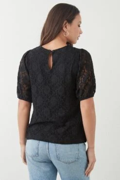 Dorothy Perkins Lace Short Sleeve Top -Dorothy Perkins Shop bqq09721 black xl 2