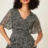 Dorothy Perkins Abstract Mesh Wrap Detail Printed Top -Dorothy Perkins Shop bqq09738 multi xl