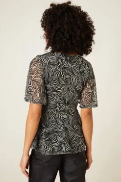 Dorothy Perkins Abstract Mesh Wrap Detail Printed Top -Dorothy Perkins Shop bqq09738 multi xl 2