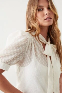 Dorothy Perkins Cream Short Sleeve Pussybow Blouse -Dorothy Perkins Shop bqq09808 cream xl 1