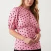 Dorothy Perkins Pink Spot Keyhole Tea Blouse -Dorothy Perkins Shop bqq09973 pink xl