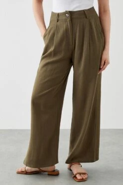 Dorothy Perkins Petite Linen Blend Wide Leg Trousers 6 Dorothy Perkins Petite Linen Blend Wide Leg Trousers -Dorothy Perkins Shop bqq10102 khaki xl 1