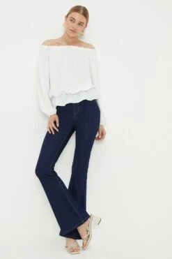 Dorothy Perkins Ivory Shirred Bardot Top -Dorothy Perkins Shop bqq10137 ivory xl 1