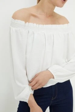 Dorothy Perkins Ivory Shirred Bardot Top -Dorothy Perkins Shop bqq10137 ivory xl 2