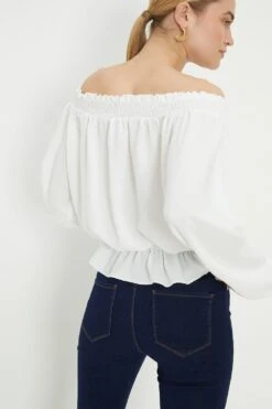 Dorothy Perkins Ivory Shirred Bardot Top -Dorothy Perkins Shop bqq10137 ivory xl 3