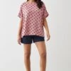 Dorothy Perkins Pink Spot Roll Sleeve Blouse